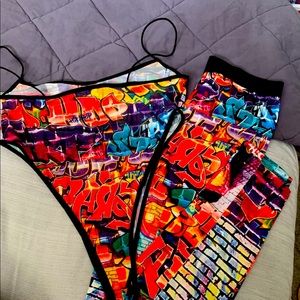 Graffiti Bodysuit and Leggings Set